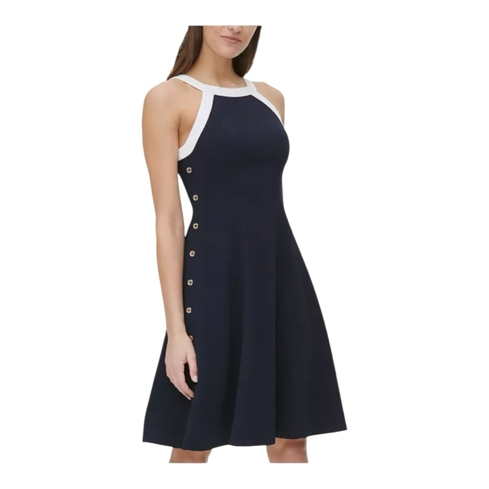 Tommy Hilfiger Dark Blue and white A line dress. Size 8 NWT